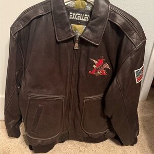 Brown Leather Jacket with Embroidered Details